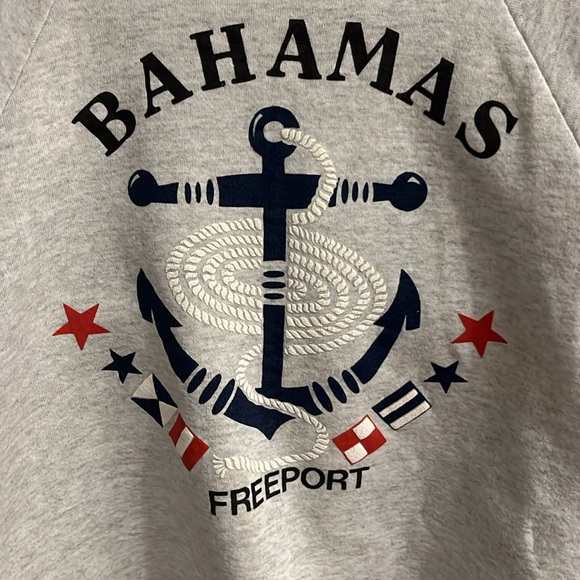 Vintage 80s Freeport Bahamas Crewneck Sweatshirt Gray Graphic Adult Size L - Picture 2 of 8